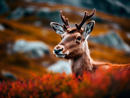 beautiful reindeer in the wild and in freedomの素材