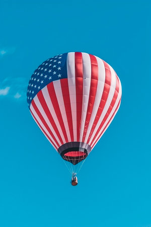 hot air balloon with the colors of the flag of the united states of americaの素材