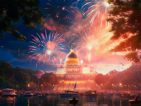 great fireworks on us independence day.の素材