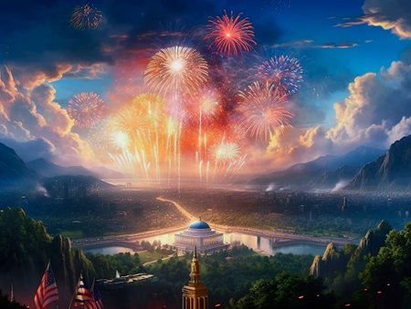 great fireworks on us independence day.の素材