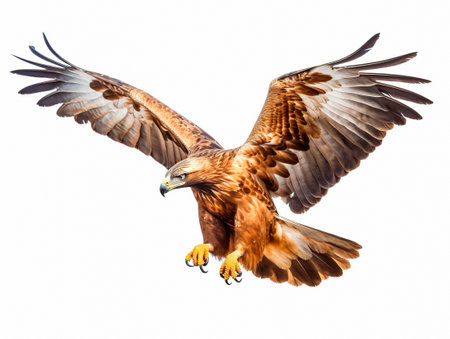 beautiful golden eagle on white backgroundの素材