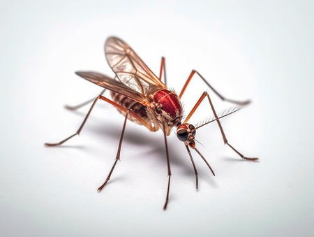 close up shot of mosquito on white backgroundの素材