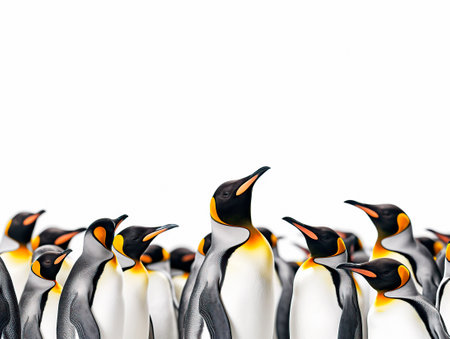 group of penguins on white backgroundの素材