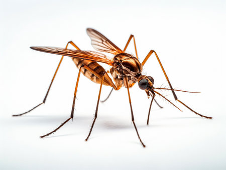 close up shot of mosquito on white backgroundの素材