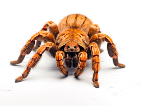 big tarantula close up view on white backgroundの素材