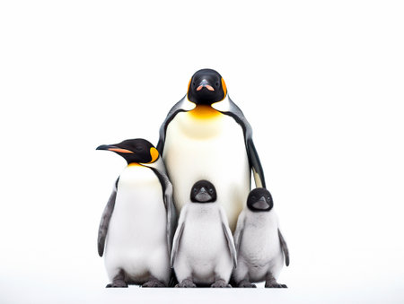 nice group of penguins on white backgroundの素材