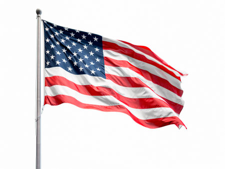 large flag of the united states of america on white backgroundの素材