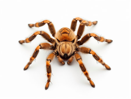 tarantula closeup view on white backgroundの素材