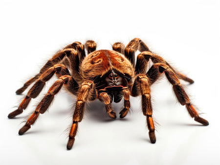 tarantula closeup view on white backgroundの素材