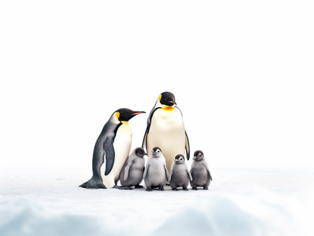 nice group of penguins on white backgroundの素材
