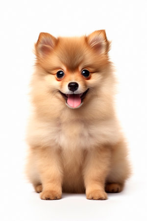 pomeranian dog isolated on whiteの素材