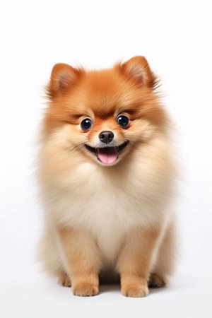 pomeranian dog isolated on whiteの素材
