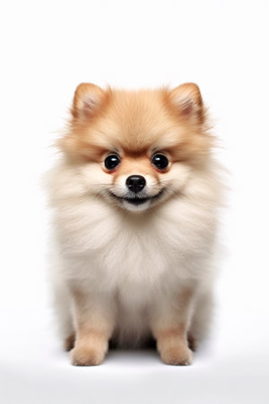 pomeranian dog isolated on whiteの素材