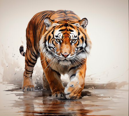 bengal tiger on white backgroundの素材