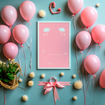 decoration elements, gender reveal empty copy spaceの素材