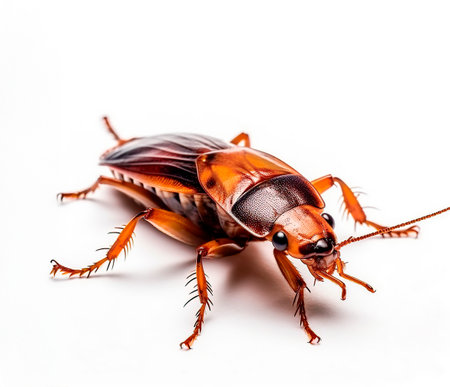 close up of a Cockroach on a white backgroundの素材