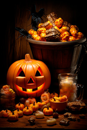 still life of halloween pumpkinsの素材