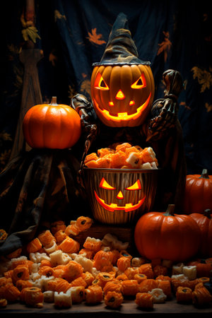 still life of halloween pumpkinsの素材