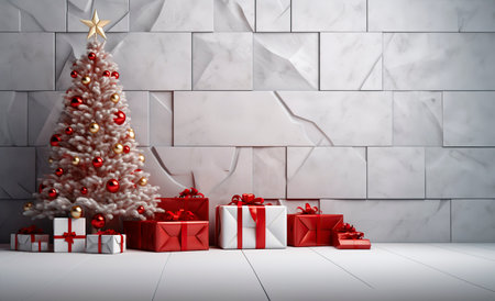beautiful christmas tree and gift boxesの素材
