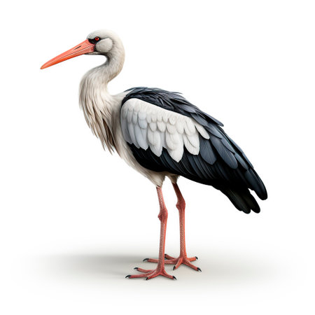 Stork on white backgroundの素材