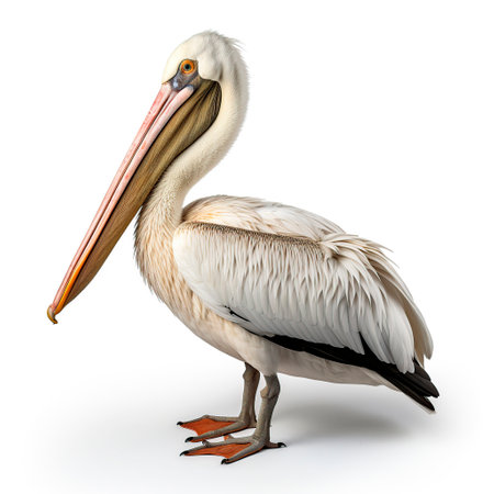 Pelican on white backgroundの素材