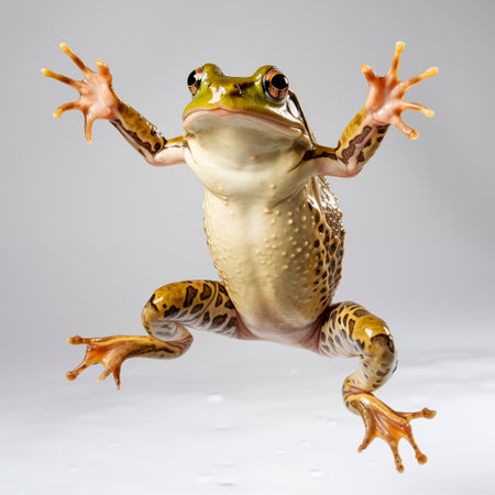 jumped frog on white backgroundの素材