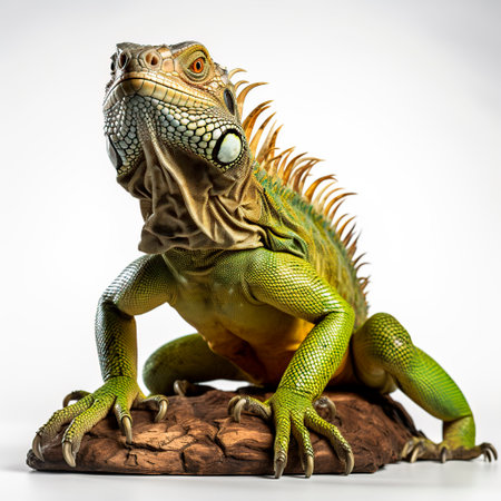 Iguana in Studio on white backgroundの素材