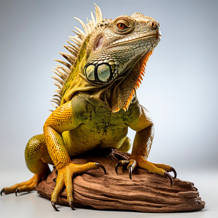 Iguana in Studio on white backgroundの素材