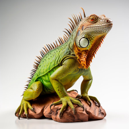 Majestic Iguana in Studio on white backgroundの素材