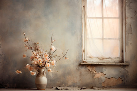 Photo pour aged interior wall with window for background - image libre de droit