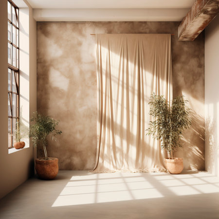 aged room with window for pictorial backgroundの素材