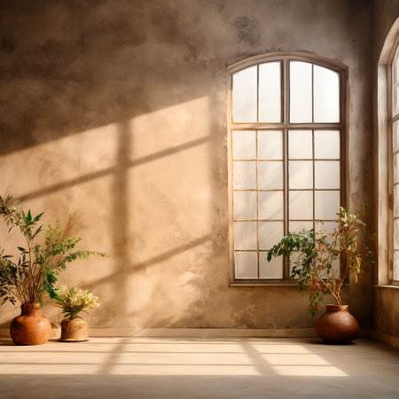aged room with window for pictorial backgroundの素材