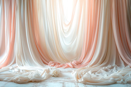 Elegant Cream and Blush Drapery in Classic Interiorの素材
