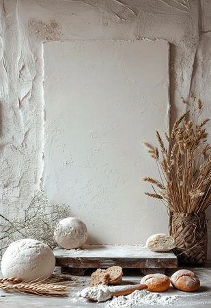 Rustic Artisan Baking. A Still Life of Home style Culinary Delightsの素材