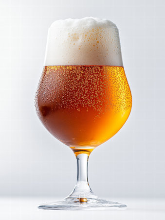 Chilled Craft Beer in Tulip Glass Closeupの素材