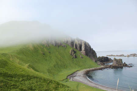 A view of the coastline at Dyrholaey in Icelandの写真素材