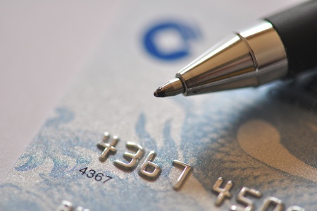 Credit card and penの写真素材