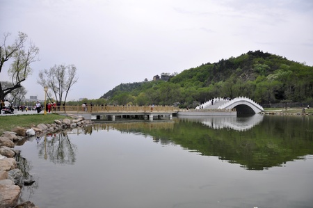 Bridge and the water surfaceの写真素材