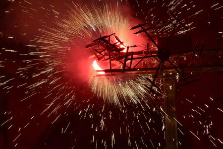 Colorful and spectacular traditional fireworks in Spain