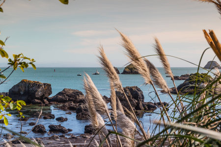 Rock formation in the Triniday Bay. Trinidad, California, view from the Memorial Lighthouseの写真素材