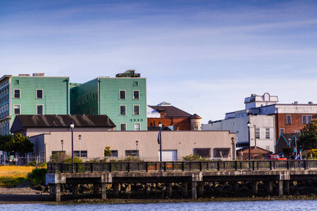 Colorful building in the Eureka waterfront and old downtown area. Eureka Californiaの写真素材