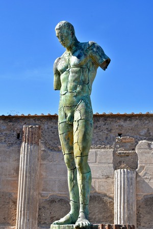 Male statue in Pompeiiの写真素材