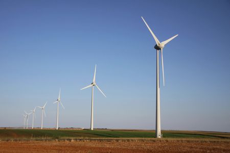 Renewable energy with wind turbines in the countryside