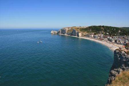 Landscape of etretat in Normandyの写真素材