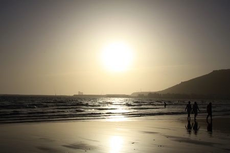 Sunset on the beach of Agadirの写真素材