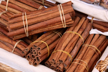 Basket of cinnamonの写真素材