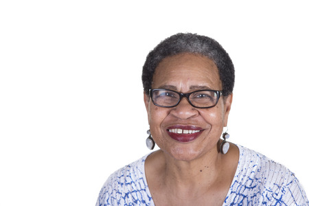 Oder woman with glasses on white