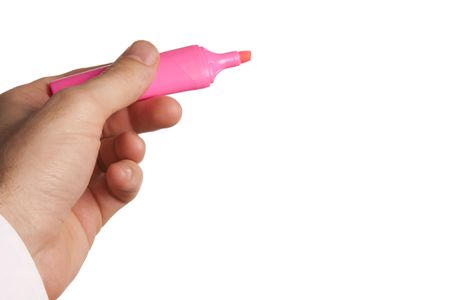 hand holding a pink markerpenの写真素材