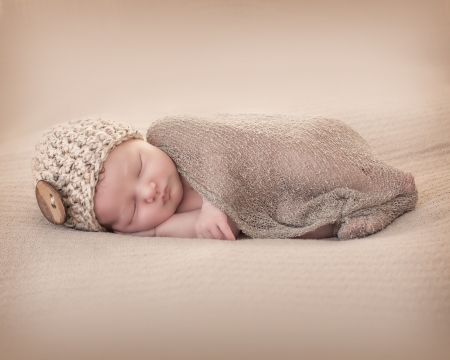 Newborn with Beanyの写真素材