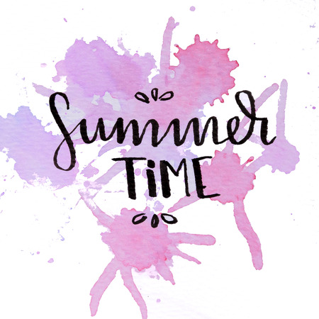 Watercolor design of summer timeの写真素材